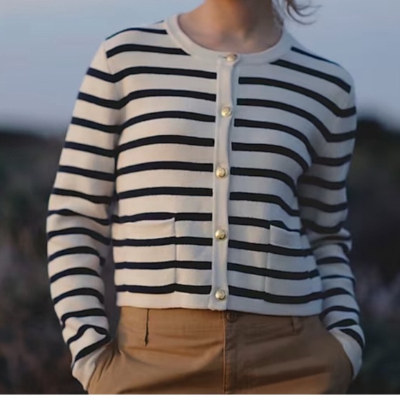 Jessica Simpson Navy and White Striped Cardigan - Picture 3 of 4